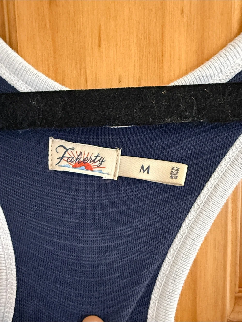 Faherty Navy Tank Dress with White Trim - Picture 2 of 3